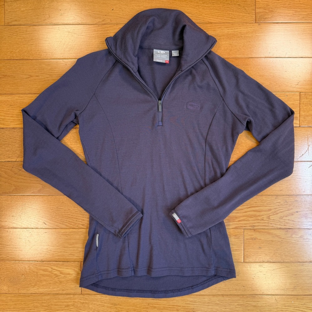Icebreaker Bodyfit 260 Merino Wool 1/4 Zip Base Layer Top Purple Womens XS